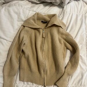 Tan Zip Up Sweater